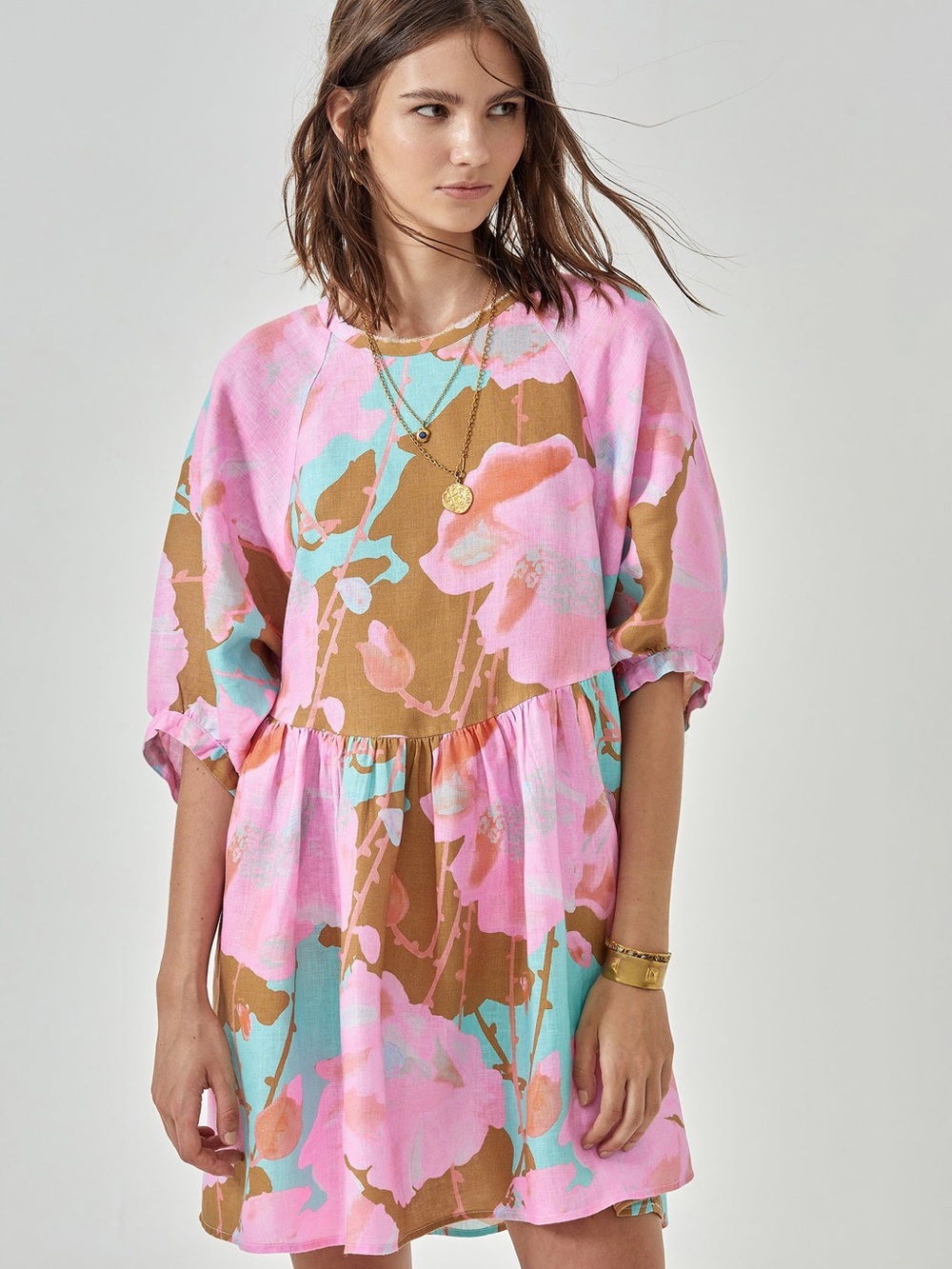 LANHTROPY ALCALA LINEN DRESS - AQUARELA